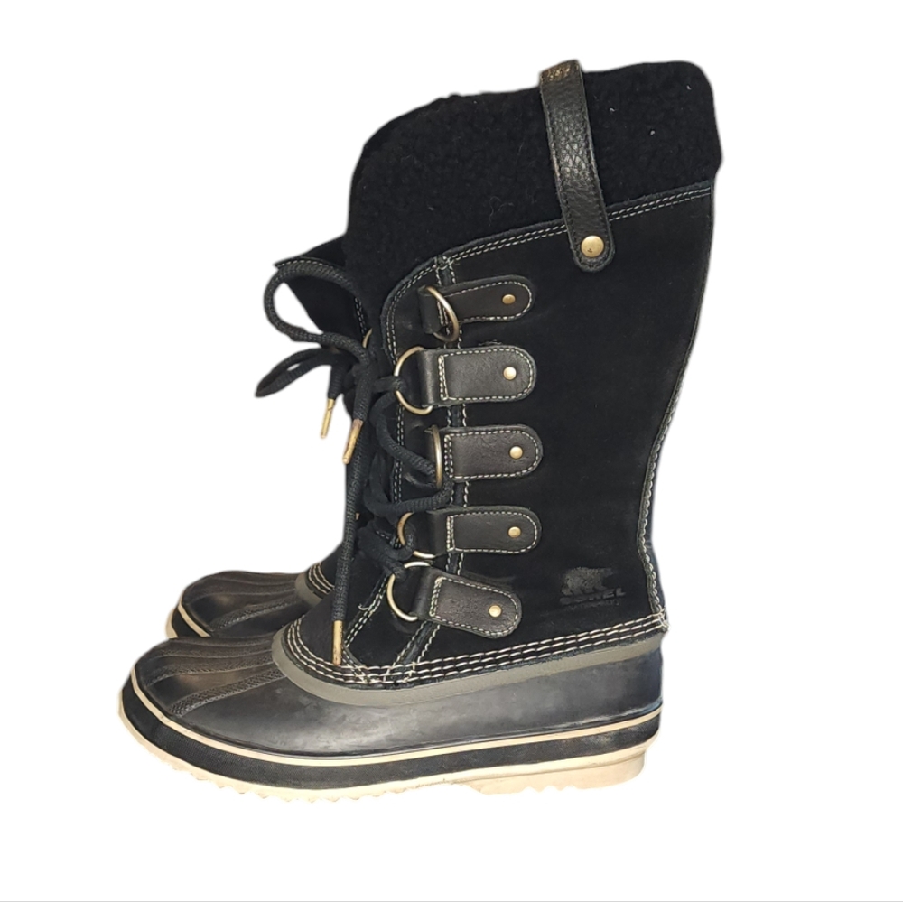 Sorel Joan of Arctic Shearling Waterproof Boot - Black / Stone Size 8